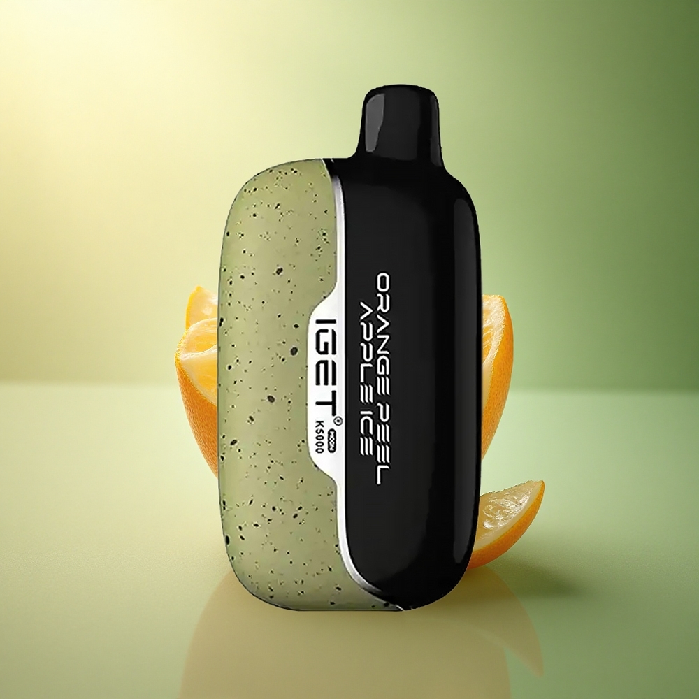 IGET Moon K5000 Puffs قشر البرتقال تفاح مثلج بشبكة 1.35 أوم وحجم 49.5x25.3x99.4 مم