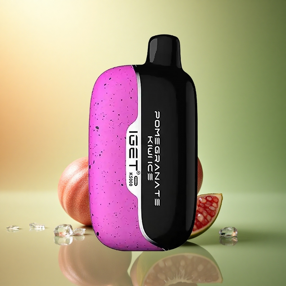 IGET Moon K5000 Puffs رمان كيوي مثلج - حجم: ٤٩.٥×٢٥.٣×٩٩.٤ مم - مقاومة الملف الشبكي: ١.٣٥ أوم