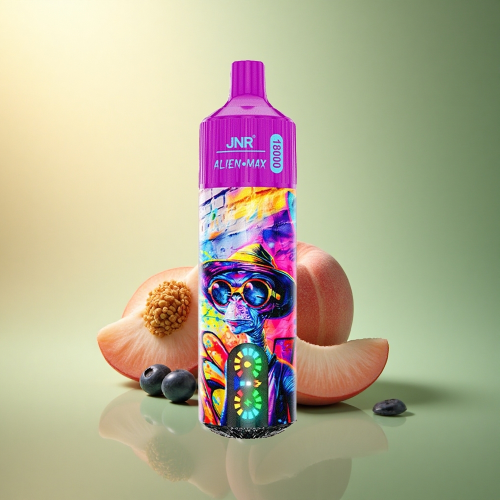 JNR Alien Max 18000 حلوى الخوخ والعنب البري مع شاشة ذكية و850 مللي أمبير ونسبة نيكوتين 5%