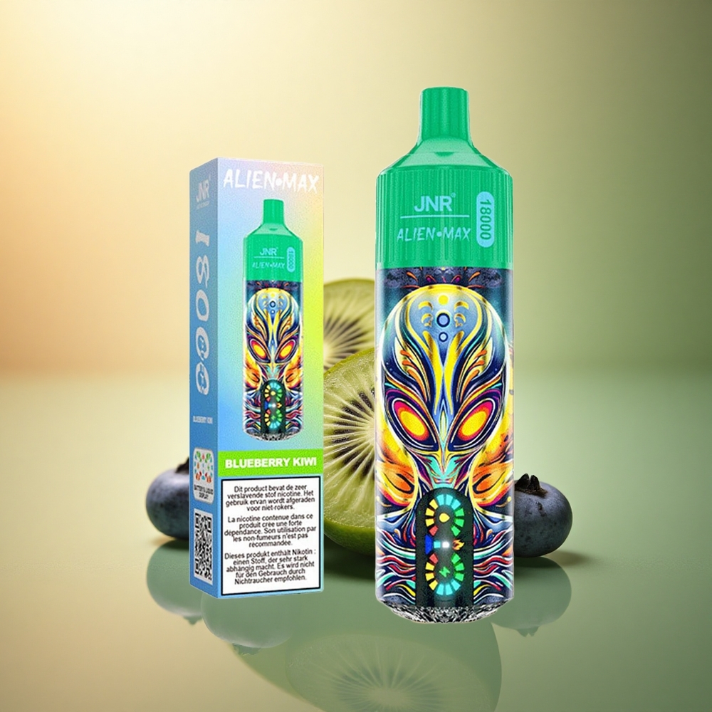JNR Alien Max 18000 توت أزرق وكيوي مع شاشة LED ذكية ونيكوتين 5%