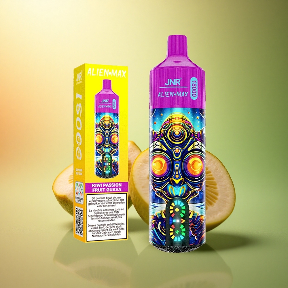 JNR Alien Max 18000 كيوي باشن فروت جوافة - شاشة LED ذكية - 850mAh