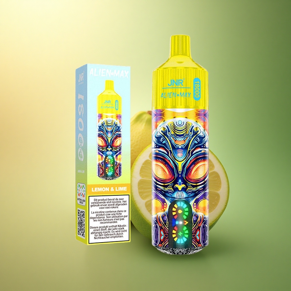 JNR Alien Max 18000 ليمون & لايم - شاشة LED ذكية، ملف مزدوج، 850mAh