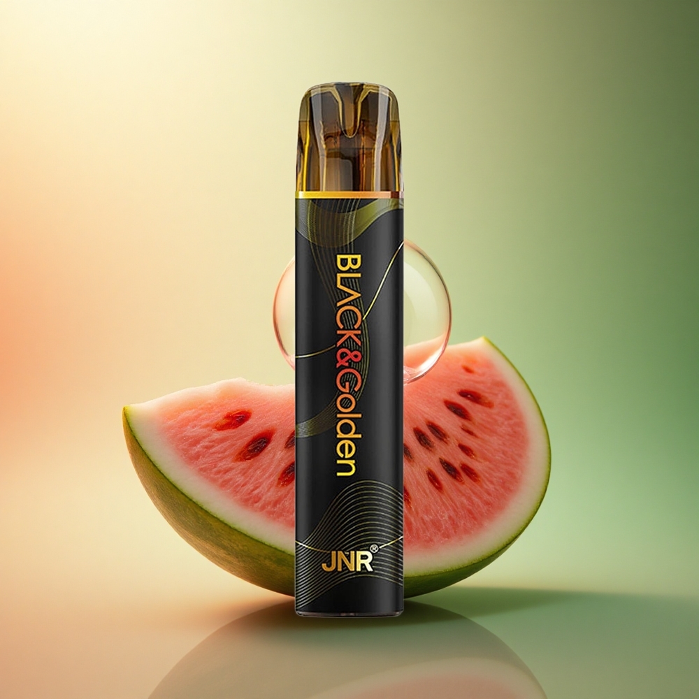 JNR Black&Golden 600+200 علكة بطيخ فقاعية مع سعة بطارية 550 مللي أمبير ومحتوى نيكوتين 2%