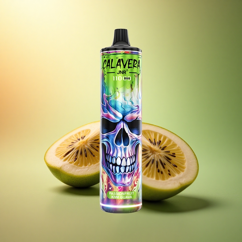 JNR Calavera 11000 جوافة كيوي فاكهة العاطفة بشحن نوع-C و 850 مللي أمبير وسعة سائل 21 مل