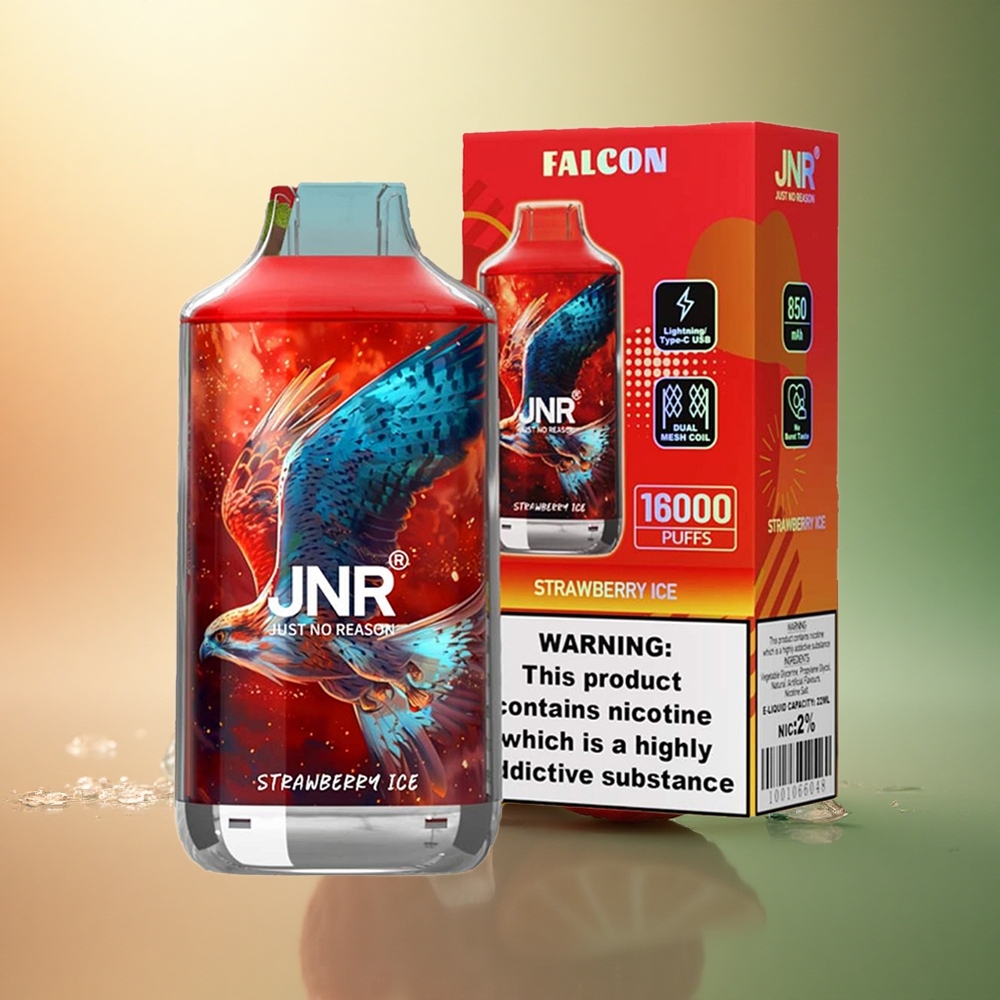 JNR Falcon 16000 الفراولة الجليدية - 850 مللي أمبير - نيكوتين 0%،2%