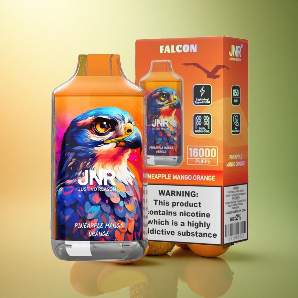 JNR Falcon 16000 أناناس مانجو برتقال مع بطارية 850 مللي أمبير ساعة ونيكوتين 0%،2%