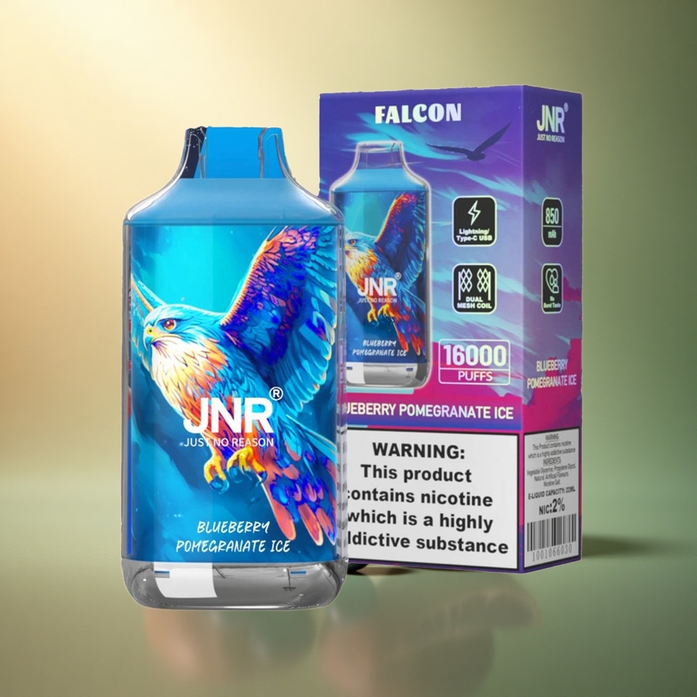 JNR Falcon 16000 توت بري رمان جليد مع بطارية 850 مللي أمبير ونيكوتين 2%