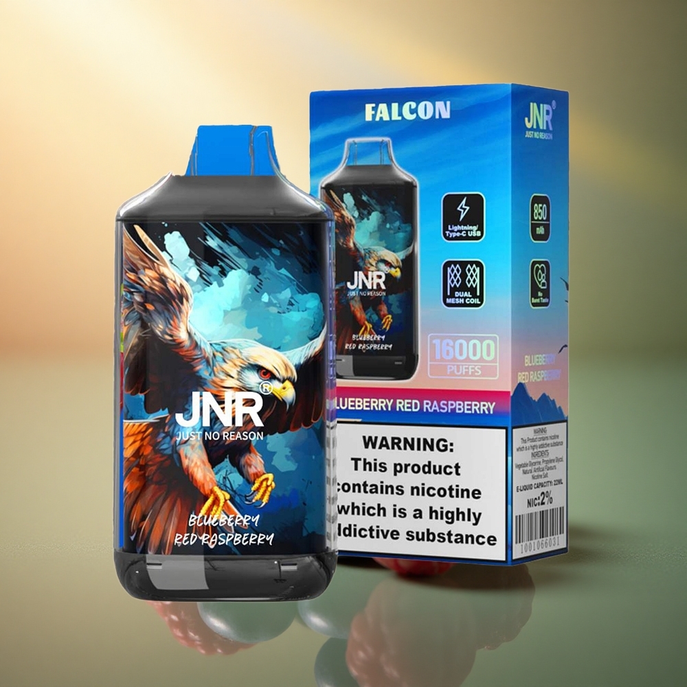 JNR Falcon 16000 التوت الأزرق التوت الأحمر مع شاشة LED ذكية ونيكوتين 2%