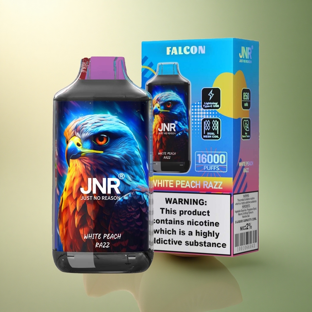 JNR Falcon 16000 الخوخ الأبيض والرازبري مع شاشة LED ذكية و 850 مللي أمبير