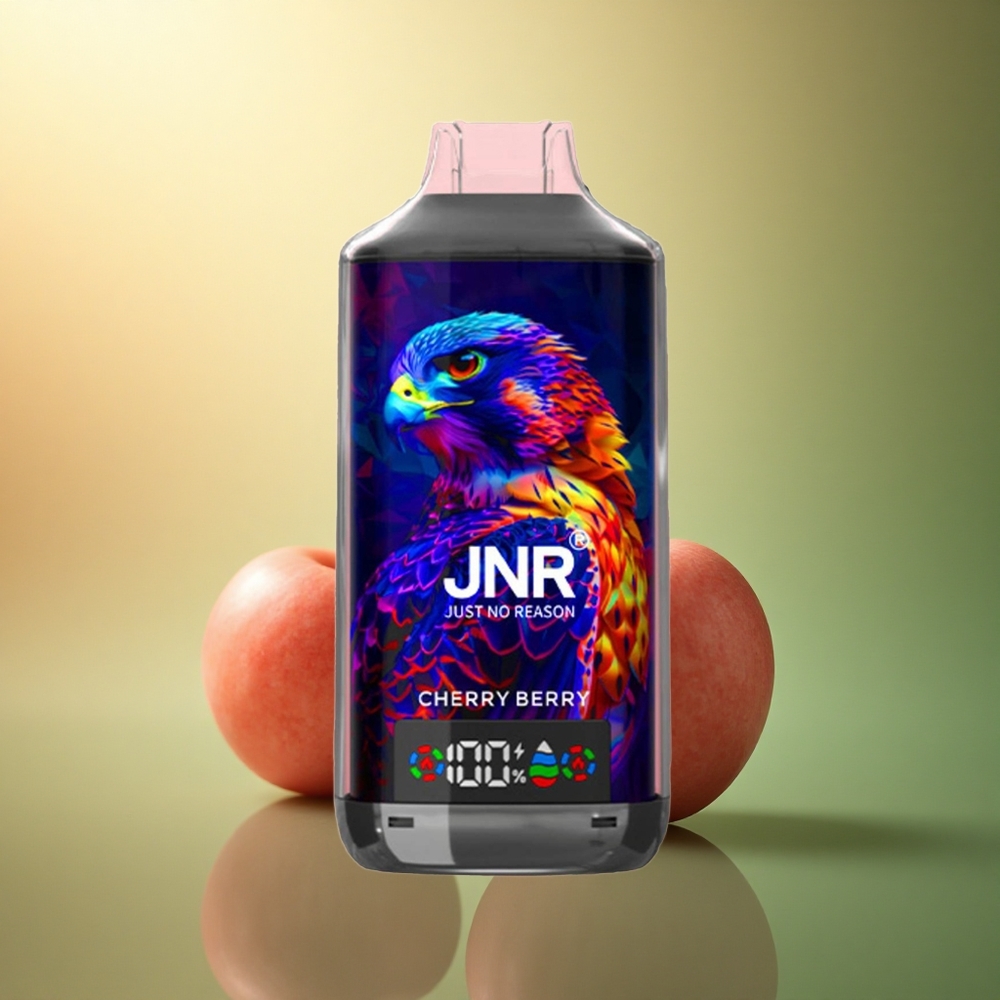 JNR Falcon X 18000 الكريزية بالتوت مع 24مل سائل و 750مللي أمبير وشاحن نوع سي