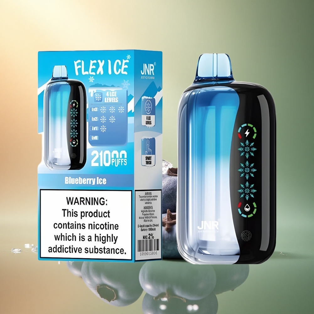 JNR Flex Ice 21000 توت أزرق مثلج مع شاشة لمس وبطارية 1000 مللي أمبير