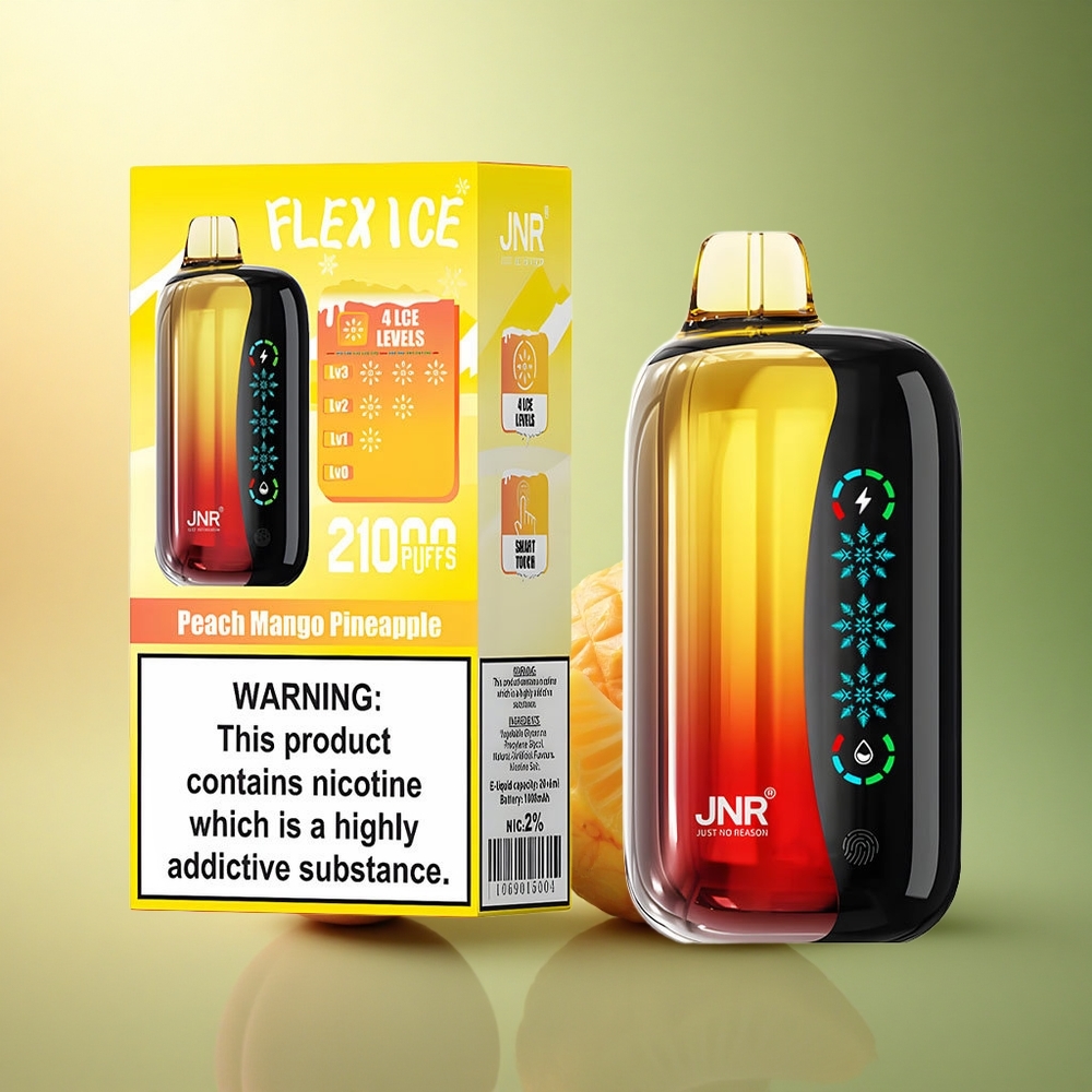 JNR Flex Ice 21000 خوخ مانجو أناناس مع شاشة لمس و 1000mAh ونسبة نيكوتين 5%