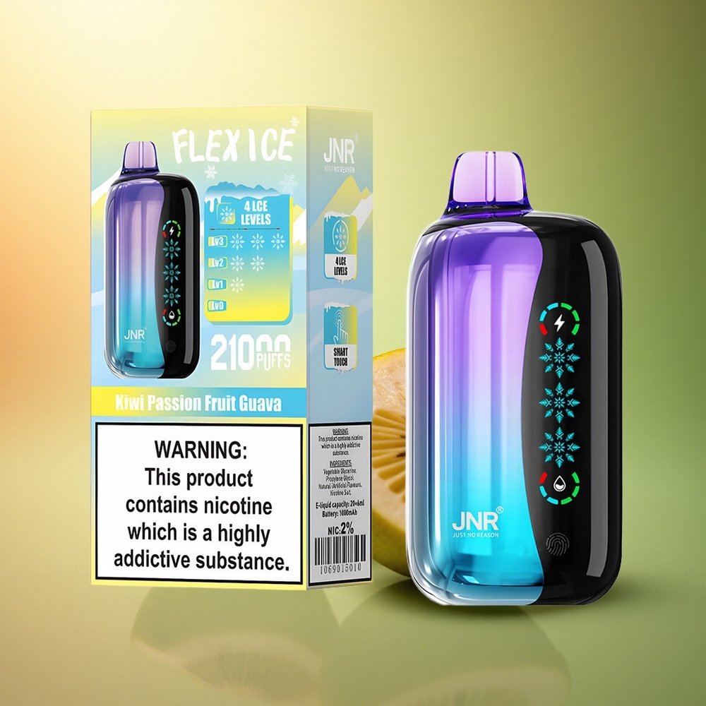 JNR Flex Ice 21000 كيوي باشن فروت جوافة مع شاشة لمس و 1000mAh ومحتوى نيكوتين 5%