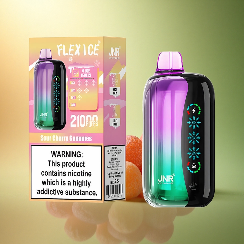 JNR Flex Ice 21000 حلوى الكرز الحامض مع شاشة لمس ونسبة نيكوتين 5%