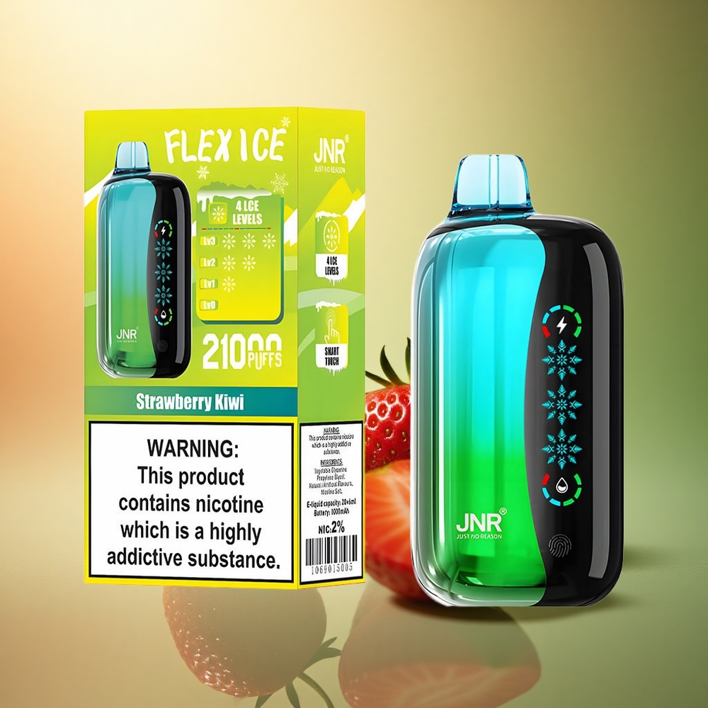 JNR Flex Ice 21000 فراولة كيوي جليد قابل للتعديل مع نيكوتين 5% وشاشة لمس
