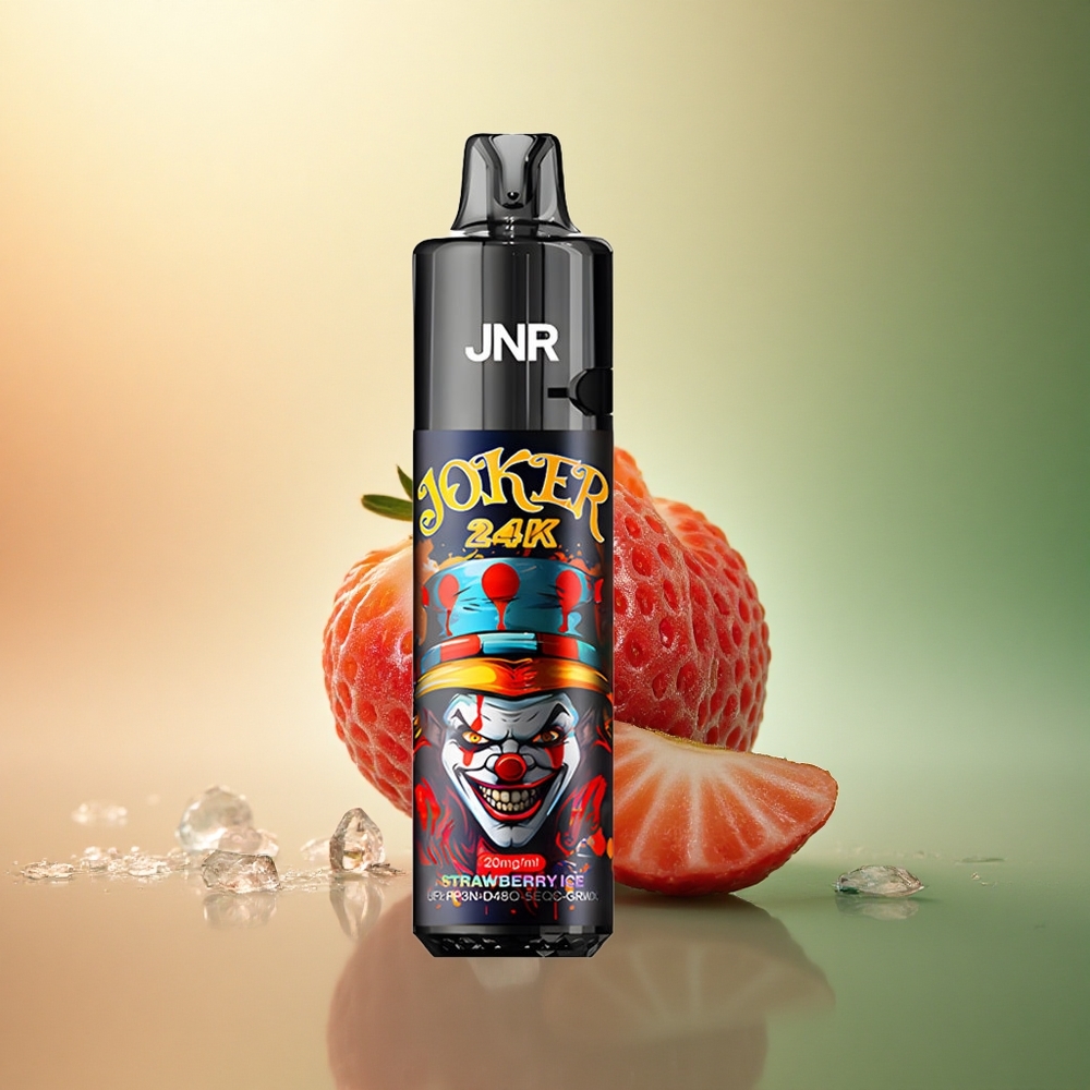 JNR Joker 24K 1. أيس كريم فراولة مع 2% نيكوتين 2. أيس كريم فراولة مع بطارية 800 مللي أمبير 3. أيس كريم فراولة مع شحن Type-C