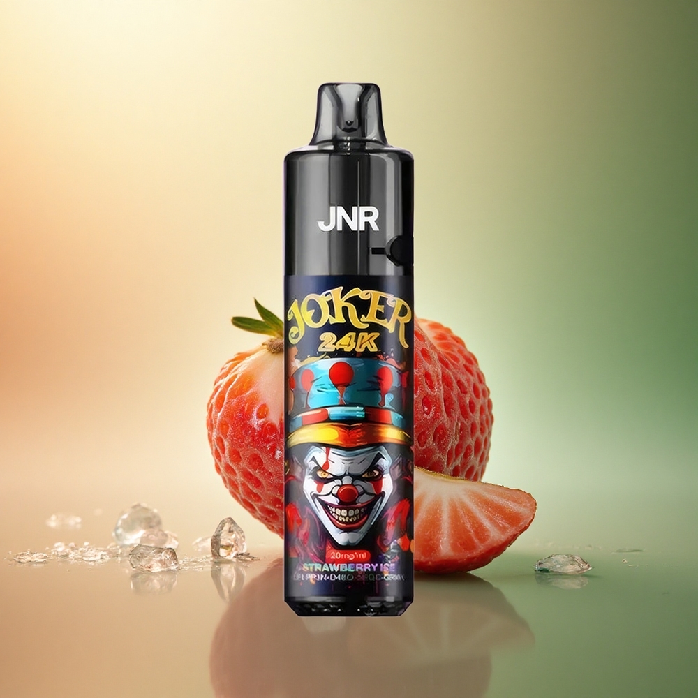 JNR Joker 24K 1. أيس كريم فراولة مع 2% نيكوتين 2. أيس كريم فراولة مع بطارية 800 مللي أمبير 3. أيس كريم فراولة مع شحن Type-C