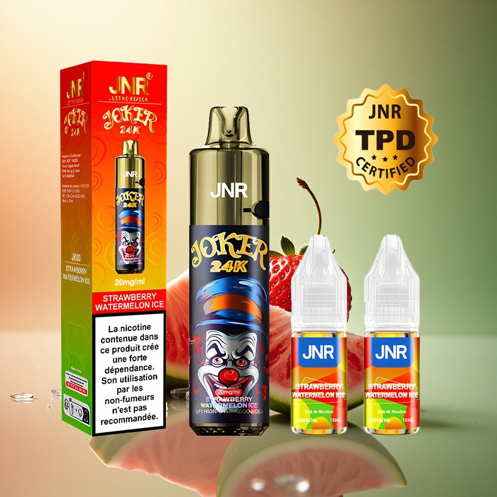 JNR Joker 24K فراولة بطيخ مثلج مع 2% نيكوتين و 800 مللي أمبير