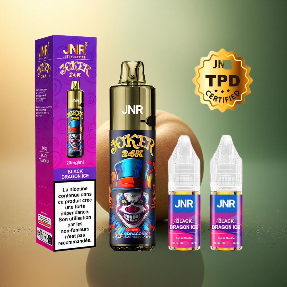 JNR Joker 24K التنين الأسود الجليد - بطارية 800 مللي أمبير - محتوى نيكوتين 2٪