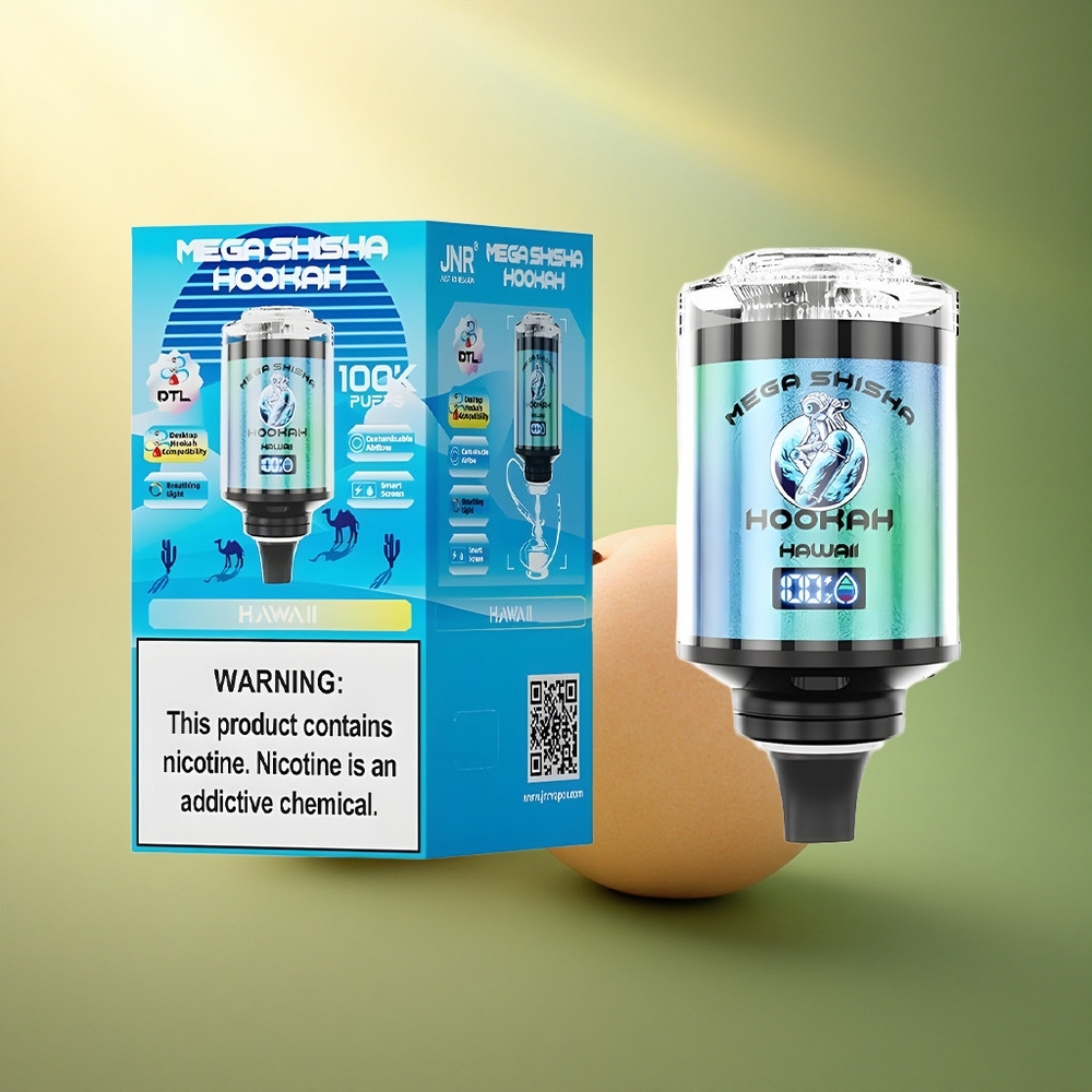 JNR Mega Shisha Hookah 100K هوايي شيشة شاشة ذكية 2200 مللي أمبير نيكوتين 2%