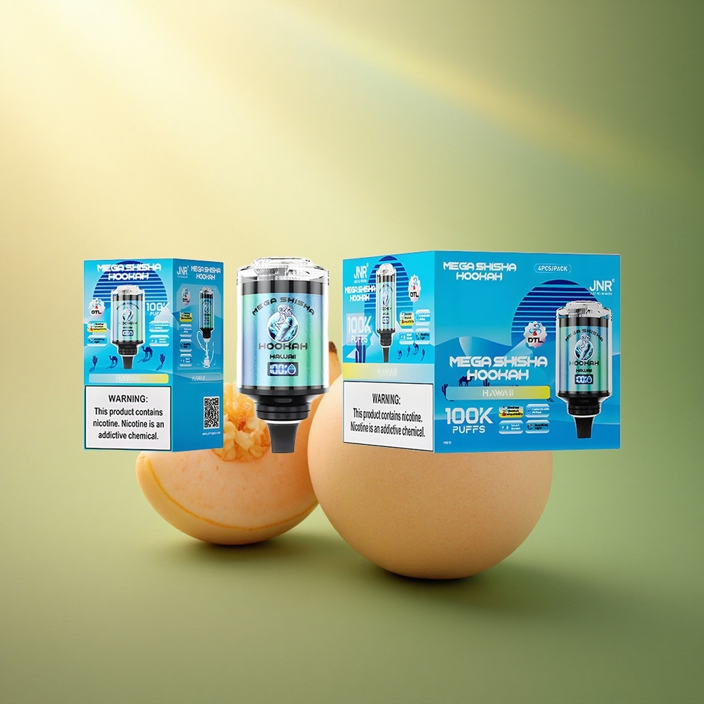 JNR Mega Shisha Hookah 100K هوايي شيشة شاشة ذكية 2200 مللي أمبير نيكوتين 2%