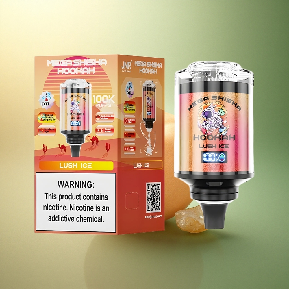 JNR Mega Shisha Hookah 100K لوش آيس ببطارية 2200 مللي أمبير وبقوة نيكوتين 2٪