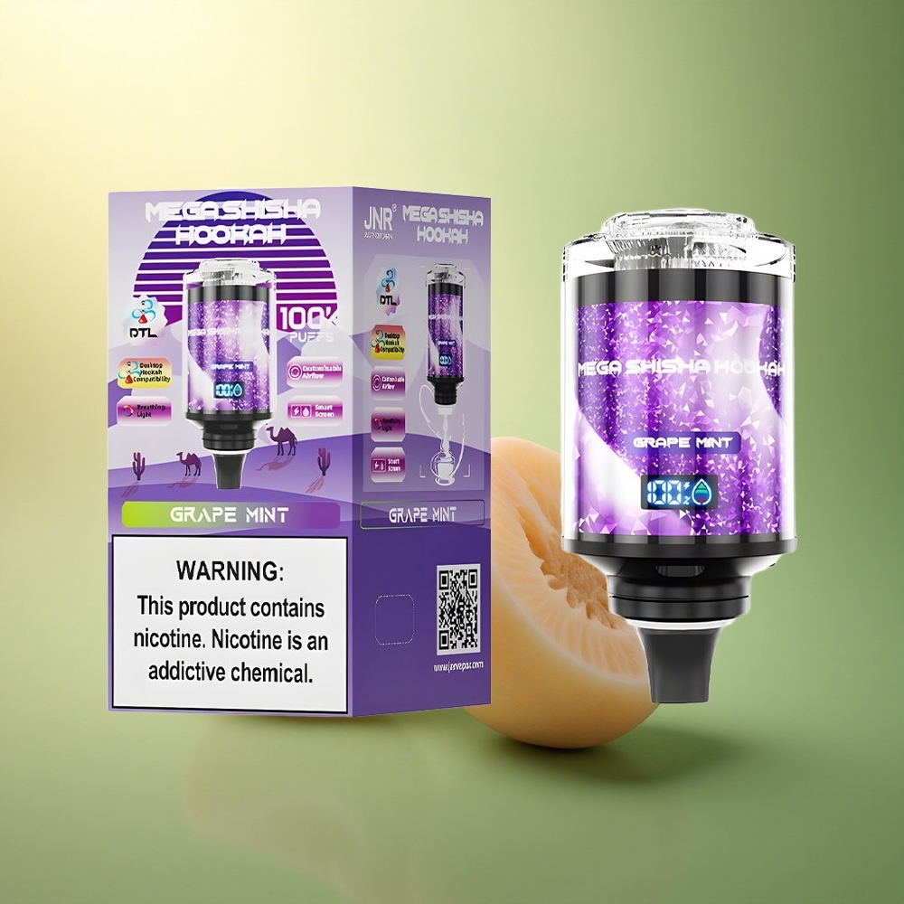 JNR Mega Shisha Hookah 100K عنب نعناع مع بطارية 2200 مللي أمبير وقوة نيكوتين 2%