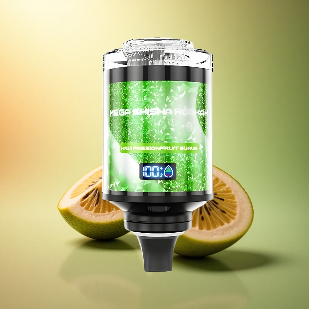 JNR Mega Shisha Hookah 100K كيوي باشن فروت جوافة مع شاشة ذكية وبطارية 2200 مللي أمبير وتنفس ضوئي