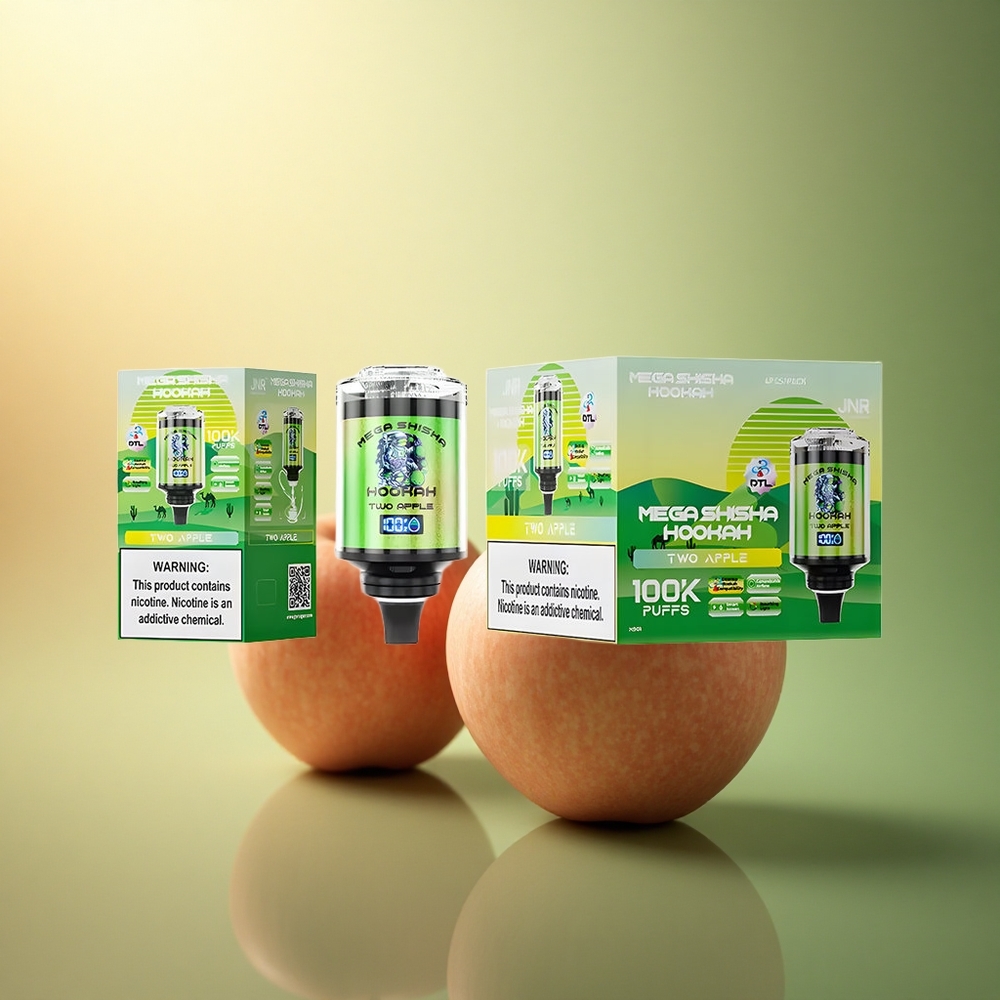 JNR Mega Shisha Hookah 100K تفاحتين بشاشة ذكية وبطارية 2200 مللي أمبير