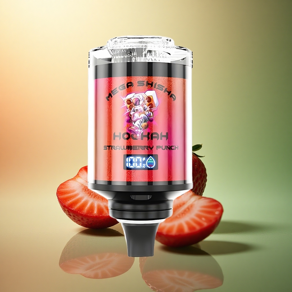 JNR Mega Shisha Hookah 100K عصير الفراولة مع نيكوتين 2% وبطارية 2200 مللي أمبير