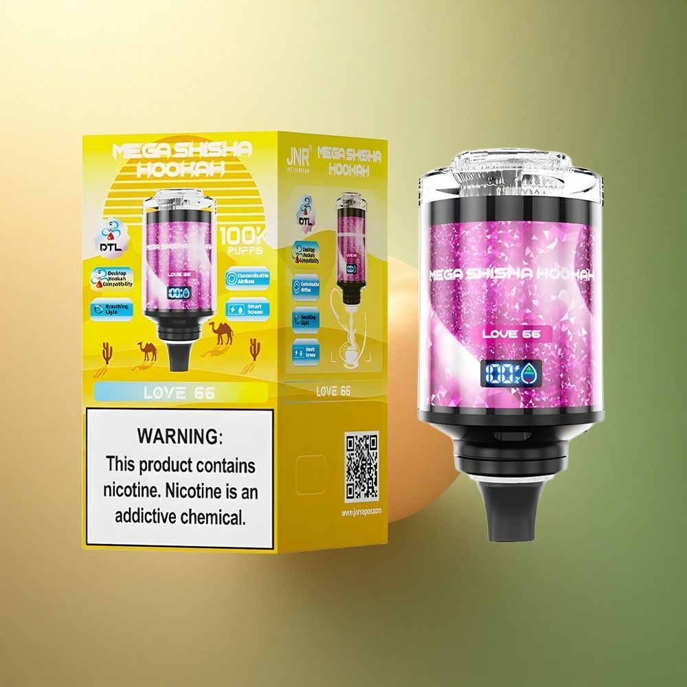 JNR Mega Shisha Hookah 100K حب 66 مع شاشة ذكية و 2200 مللي أمبير وبقوة نيكوتين 2٪