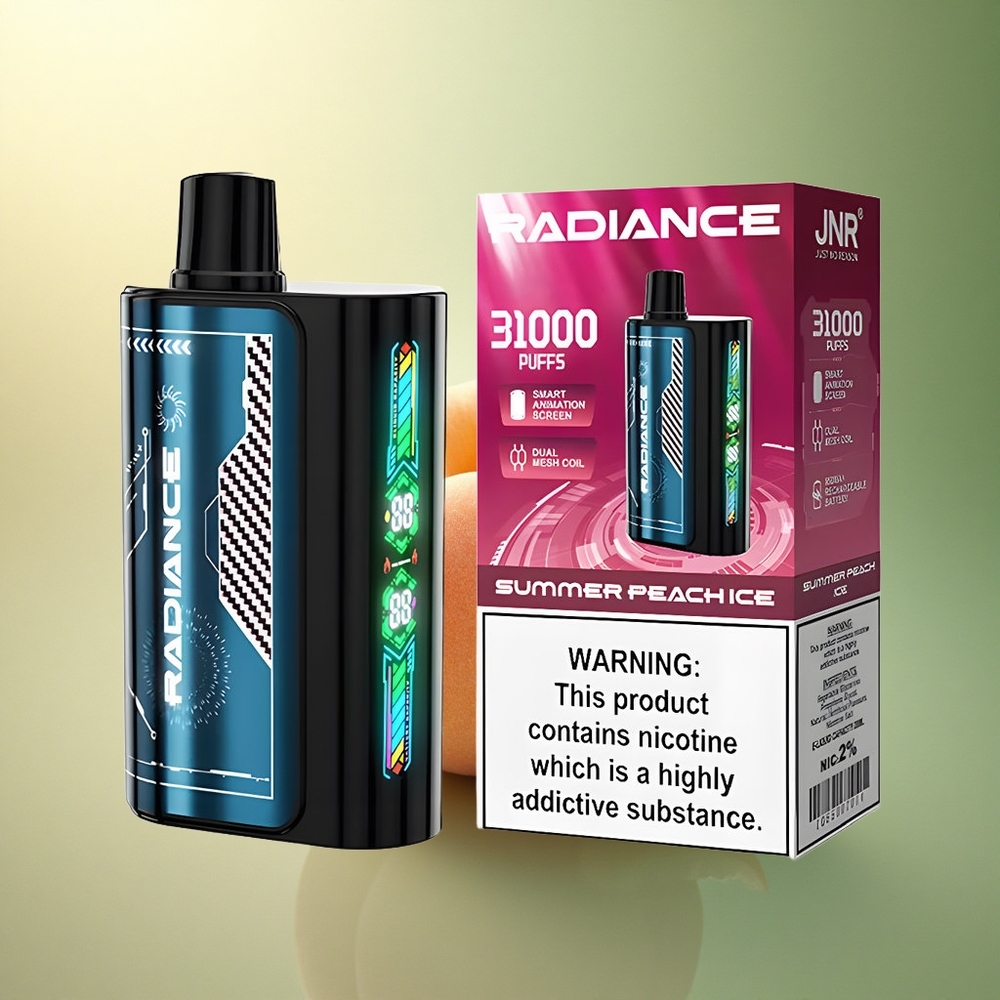 JNR Radiance 31000 آيس كريم الخوخ الصيفي مع شاشة ذكية ونيكوتين 2٪