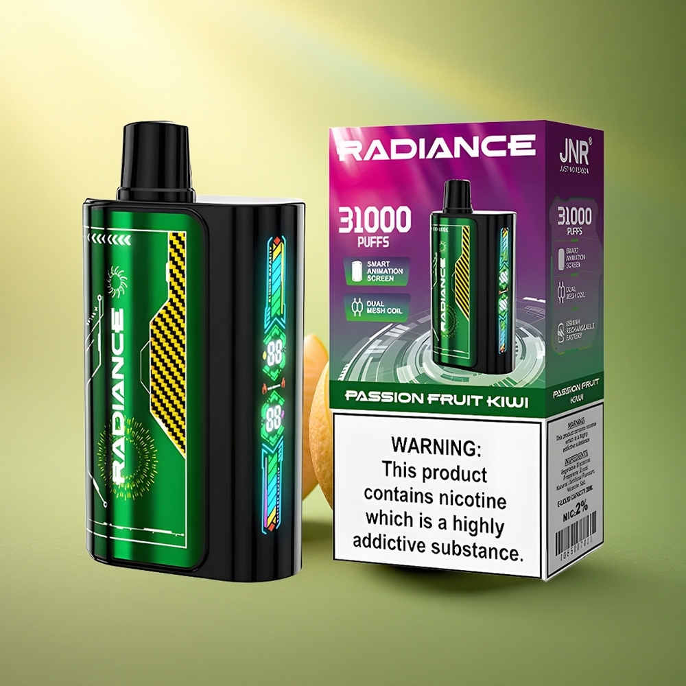 JNR Radiance 31000 فاكهة العاطفة والكيوي مع شاشة ذكية وبطارية 950 مللي أمبير ونيكوتين 2٪