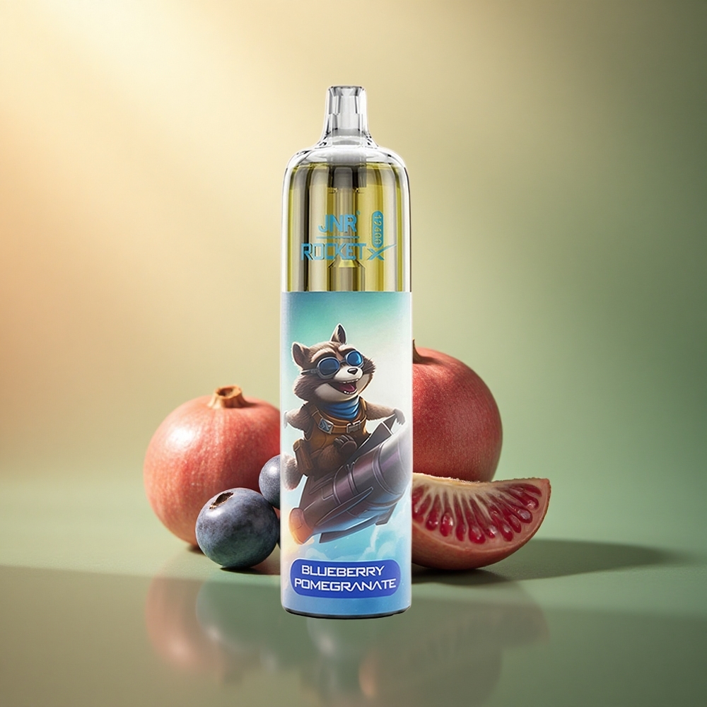 JNR Rocket-X 12400 العليقة الرمان مع ضبط تدفق الهواء وضوء آر جي بي ومحتوى النيكوتين 5%