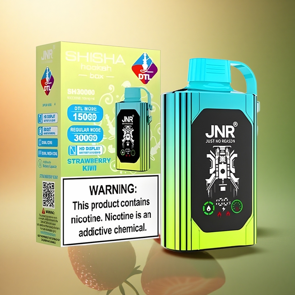 JNR Shisha Hookah Box 20500 فراولة كيوي بشاشة عالية الدقة وبطارية 1000 مللي أمبير