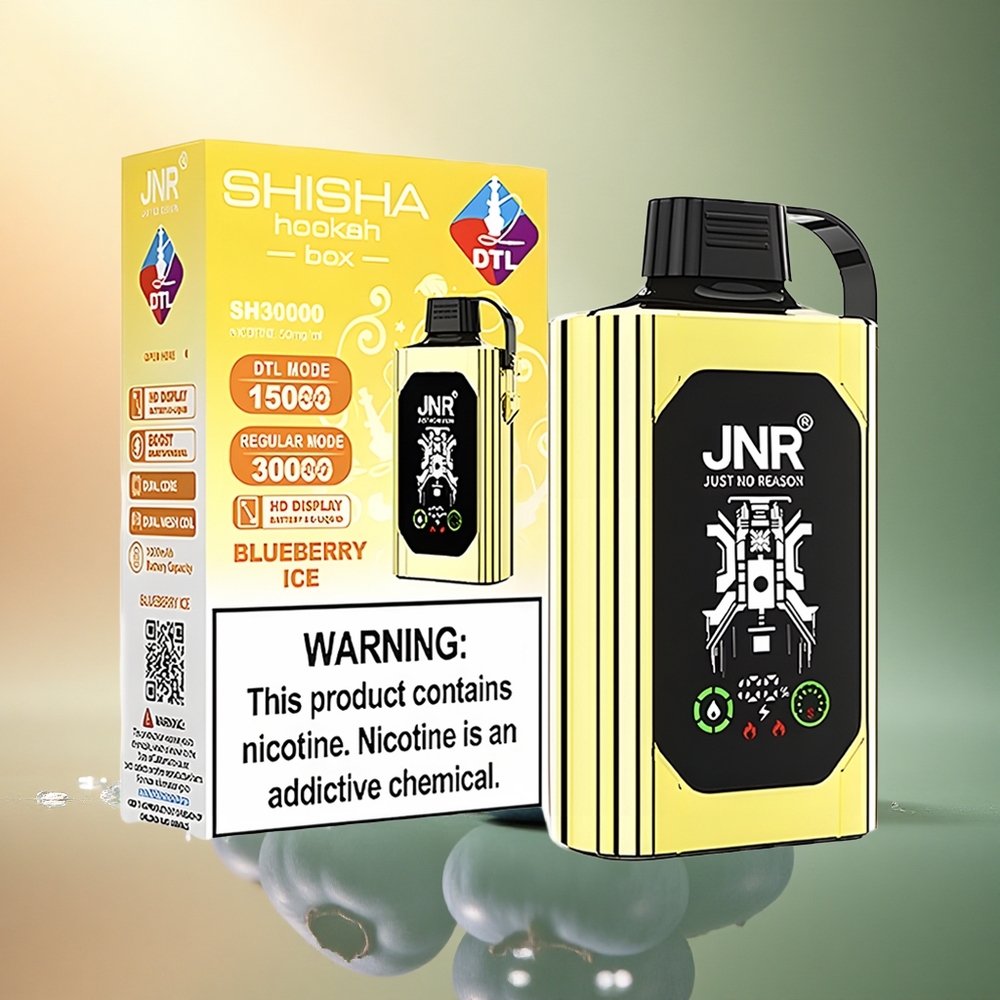 JNR Shisha Hookah Box 20500 تَبْغُ التُّوتِ الأَزْرَقِ المُثَلَّجِ بِطَارِيَةٍ 1000mAh وَسَائِلٍ 25ml