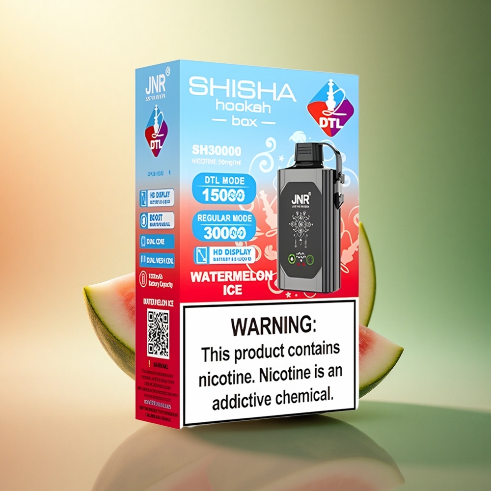 JNR Shisha Hookah Box 20500 بطيخ مثلج بشاشة عالية الدقة ونيكوتين 5%