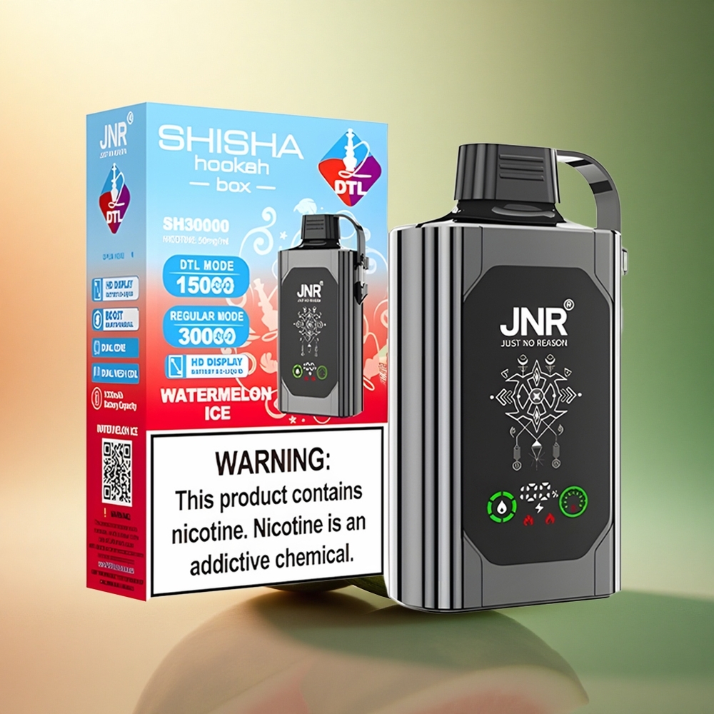 JNR Shisha Hookah Box 20500 بطيخ مثلج بشاشة عالية الدقة ونيكوتين 5%
