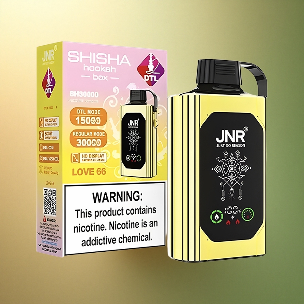 JNR Shisha Hookah Box 20500 حب 66 - شاشة عالية الدقة، سعة البطارية 1000 مللي أمبير، سعة السائل الإلكتروني 25 مل