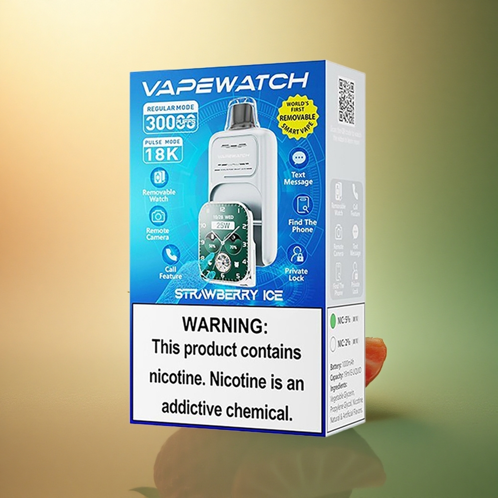 JNR VapeWatch 30000 أيس كريم الفراولة مع سعة بطارية 1000 مللي أمبير وسعة سائل 19 مل