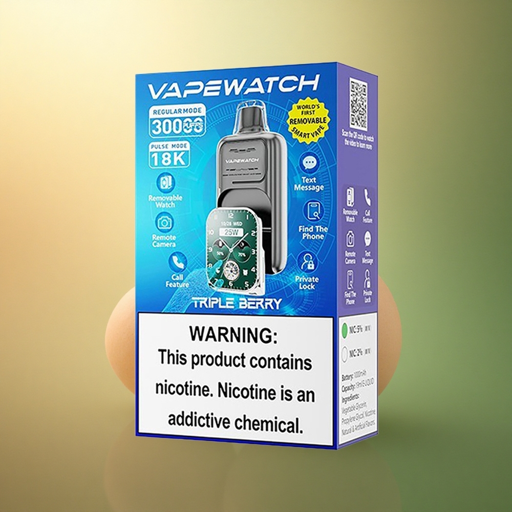 JNR VapeWatch 30000 التوت الثلاثي مع سعة بطارية 1000 مللي أمبير وسعة السائل 19 مل