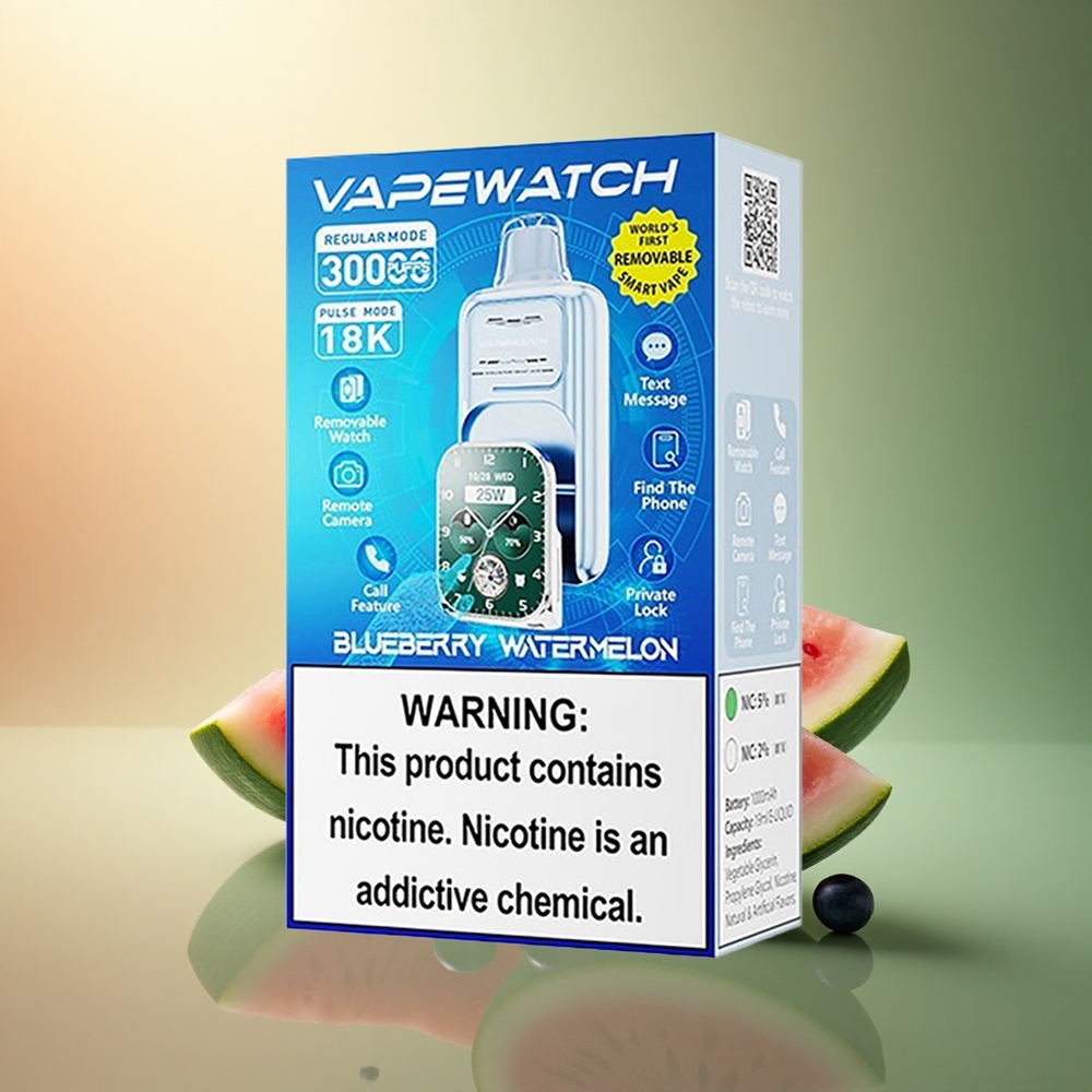 JNR VapeWatch 30000 العنب البري البطيخ مع 5% نيكوتين وشاحن نوع-C سريع
